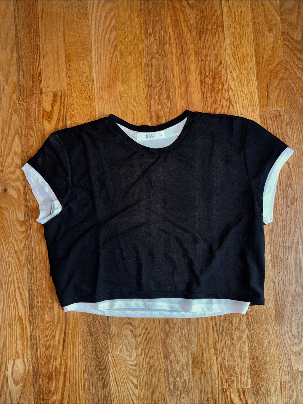 Black Crop Tee with White Trim - Unknown Brand